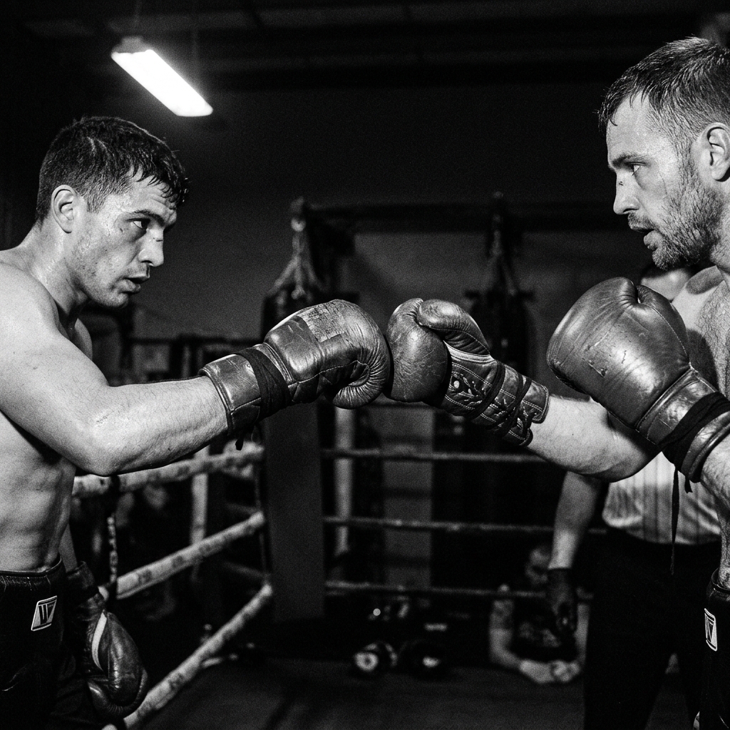 Boxers sparring in the ring