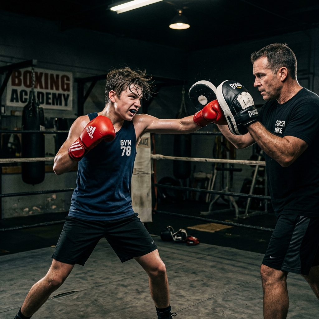 Teen boxing training